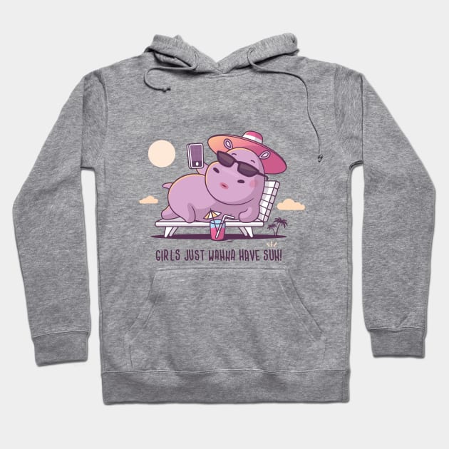 Hippo on the Beach Hoodie by zoljo